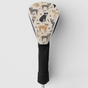 Couvre-club De Golf Pâtes Pitbull et tête de golf Bones