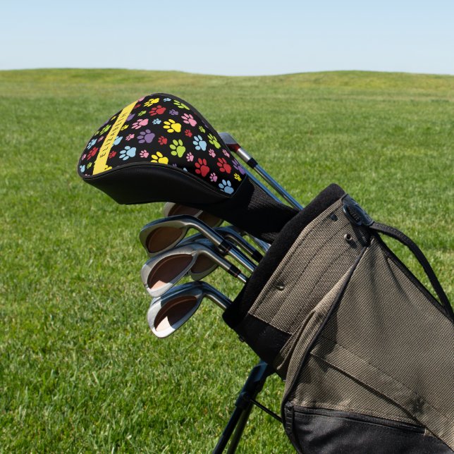 Couvre-club De Golf Paws Colorés, Motif Paw, Paws Chiens, Votre Nom (In Situ)