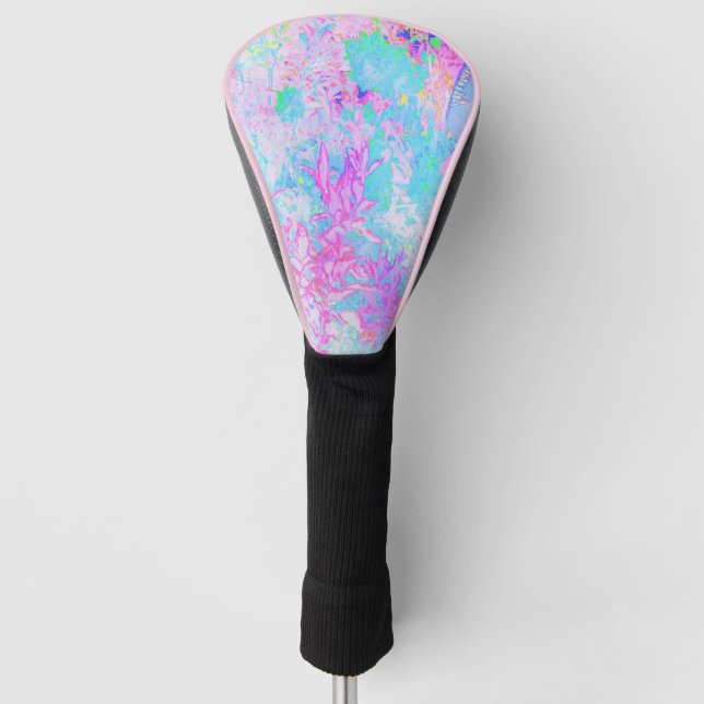 Couvre-club De Golf Paysage Aqua Blue et Hot Pink Hydrangea (Devant)