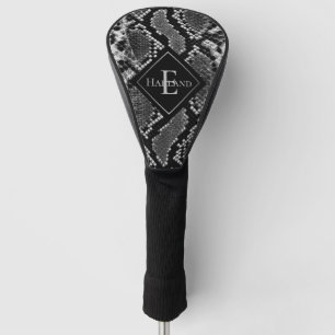Couvre-club De Golf Peau de serpent noir et blanc monogramme