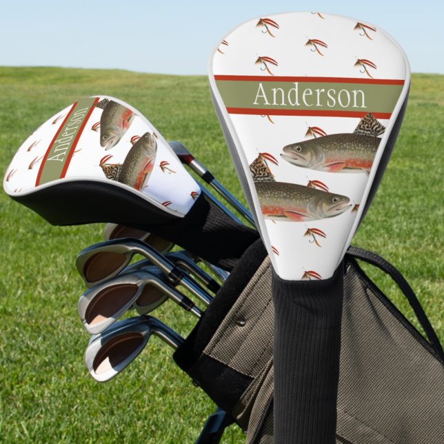 Couvre-club De Golf Pêcheurs Monogrammes Pêche à la mouche Truite (Créateur téléchargé)