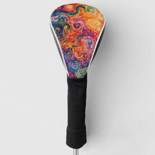 Couvre-club De Golf Peinture à l'huile de tourbillons psychédélique (Devant)