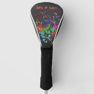 Couvre-club De Golf Peinture de Lion colorée Splash artistique