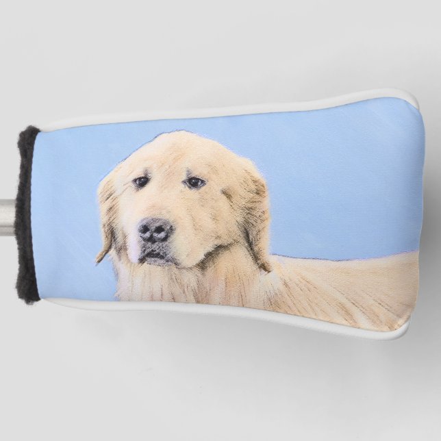 Couvre-club De Golf Peinture Golden Retriever - Joli art original chie (Devant)