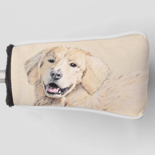 Couvre-club De Golf Peinture Golden Retriever - Joli art original chie (Devant)