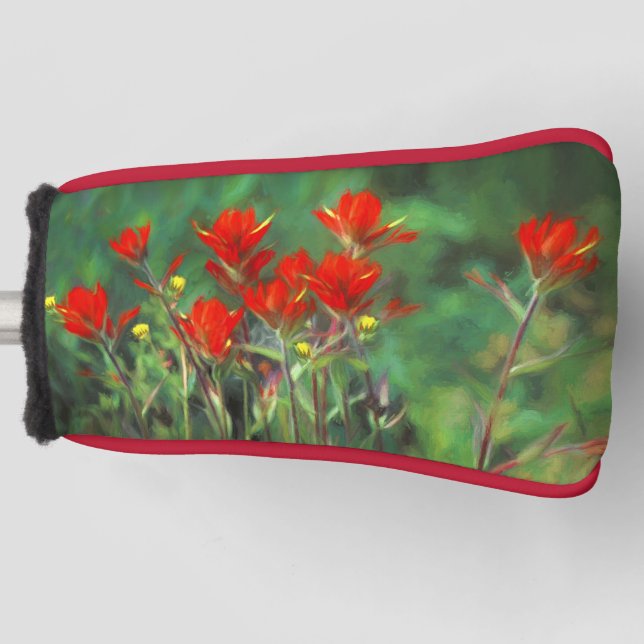 Couvre-club De Golf Peinture indienne de pinceau - Art Fleur original (Devant)