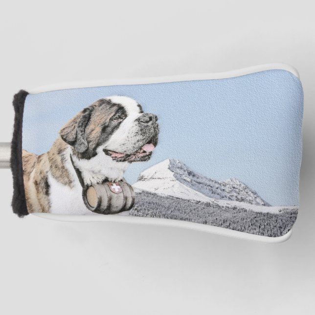 Couvre-club De Golf Peinture Saint Bernard - Cute Original Chien Art (Devant)