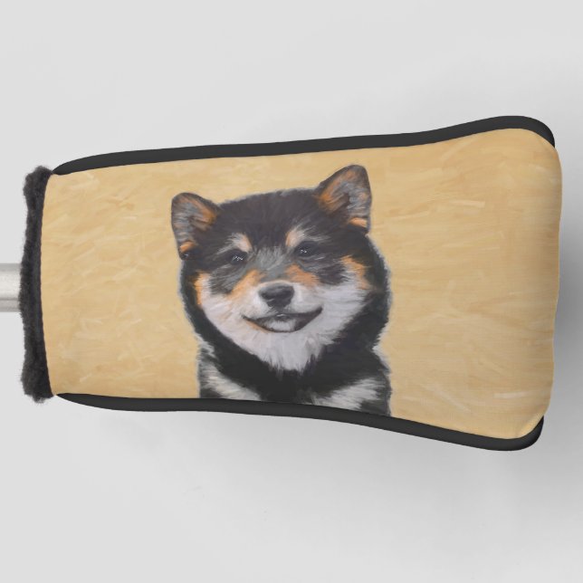 Couvre-club De Golf Peinture Shiba Inu (Noir et Tan) - Art Chien (Devant)