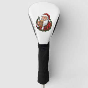 Couvre-club De Golf Père Noël de Noël tenant un verre de bière