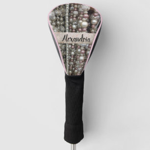 Couvre-club De Golf Perles à cordes roses et argentées         