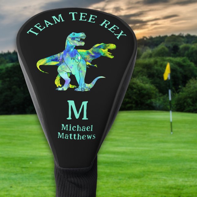 Couvre-club De Golf Personalized Funny Team Tee Rex Dinosaur Joke (Personalized funny Team Tee Rex dinosaur golfing joke monogram name golf head cover colorful dino)