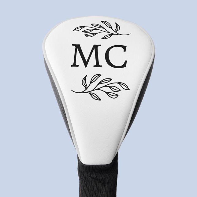 Couvre-club De Golf Personalized Monogram Initials Botanical Leaf (Personalized monogram initial botanical leaf art minimalist golf head cover)