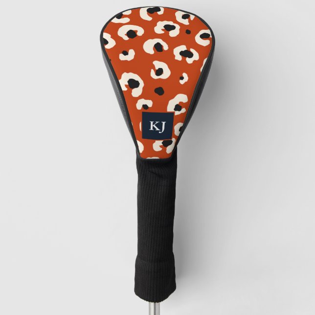 Couvre-club De Golf Personnalisé Bold Leopard Monogramme (Devant)