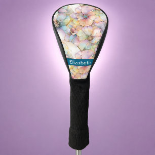 Couvre-club de golf personnalisé Fleurs à l'encre 