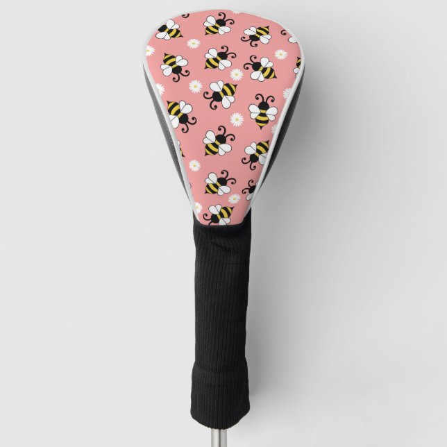 Couvre-club De Golf Petites abeilles mignonnes et fleurs marguerites m (Devant)