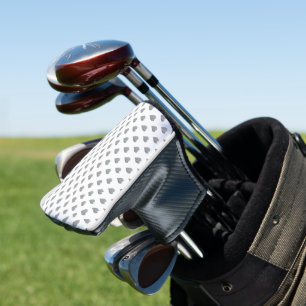 Couvre-club De Golf Petits Coeurs Gris Béton Symétrique sur Blanc