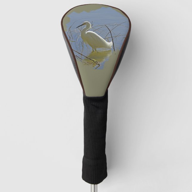 Couvre-club De Golf Photo Aiguille Blanche Elégant Oiseau Calme Eau Na (Devant)