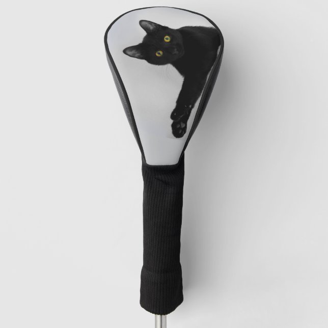 Couvre-club De Golf Photo de chat noir mou (Devant)