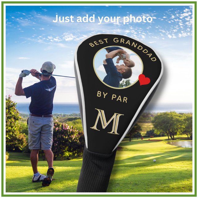 Couvre-club De Golf Photo de famille Meilleur Grand Père Coeur Personn (Créateur téléchargé)