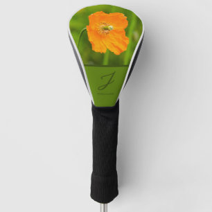 Couvre-club De Golf Photo de fleur de pavot orange avec monogramme et