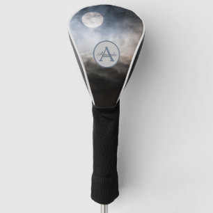 Couvre-club De Golf Photo pleine lune avec monogramme et nom