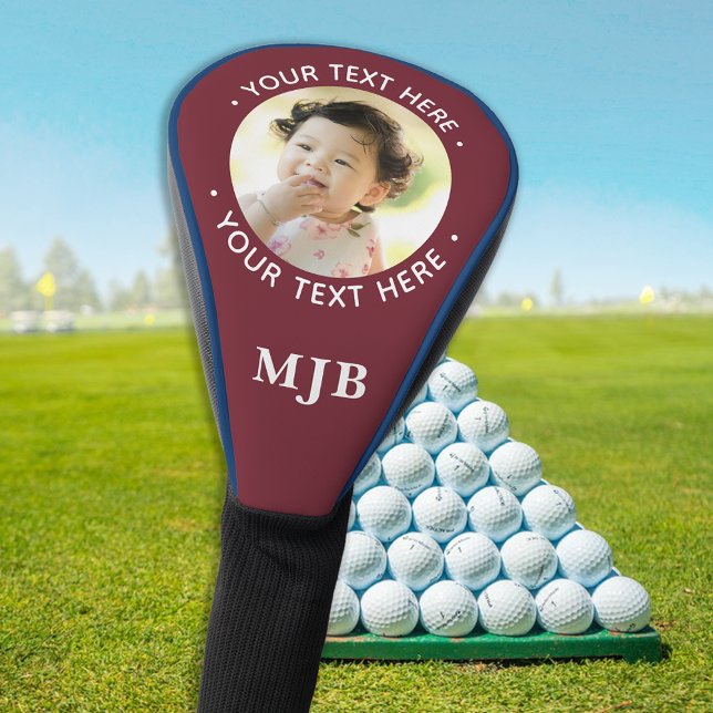 Couvre-club De Golf Photo simple personnalisée 3 Monogramme initial (Créateur téléchargé)