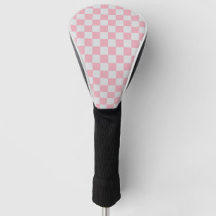 Couvre-club De Golf Pink + Grey Check À damiers Checkerboard Motif