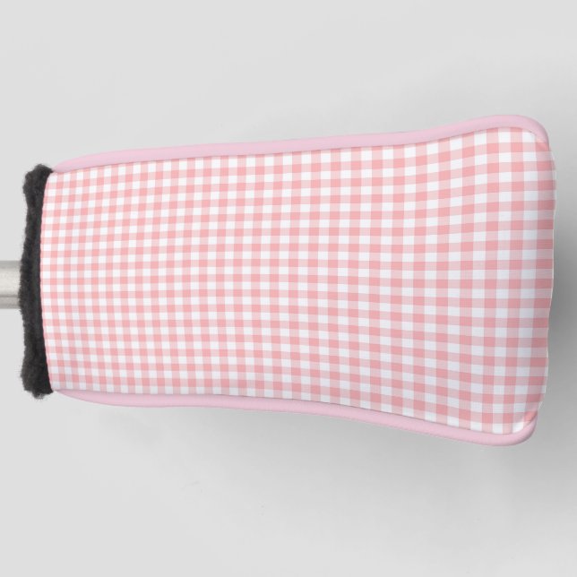Couvre-club De Golf Pink White En vichy Vérifier Plat (Devant)