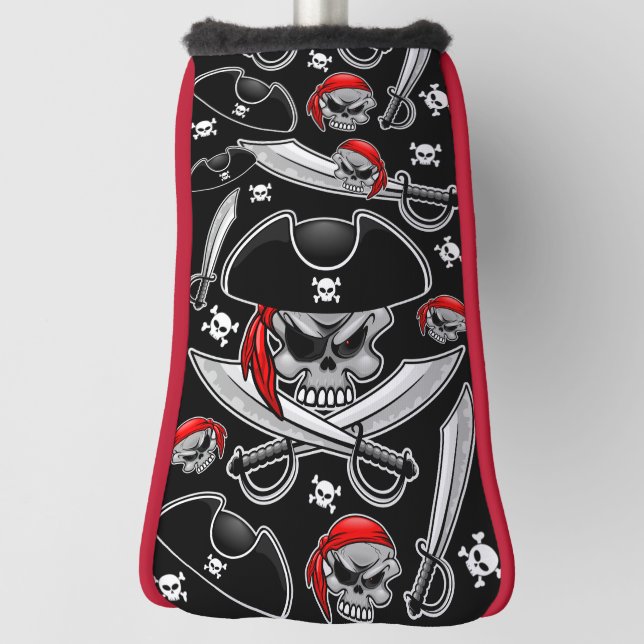 Couvre-club De Golf Pirate Skull avec Sabres croisés (Tourné à 90°)