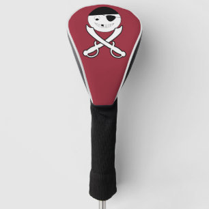 Couvre-club De Golf Pirate souriant avec épées croisées sur rouge