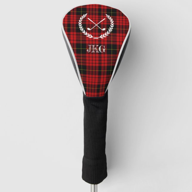 Couvre-club De Golf Plaid de tartan rouge noir de Wallace de (Devant)