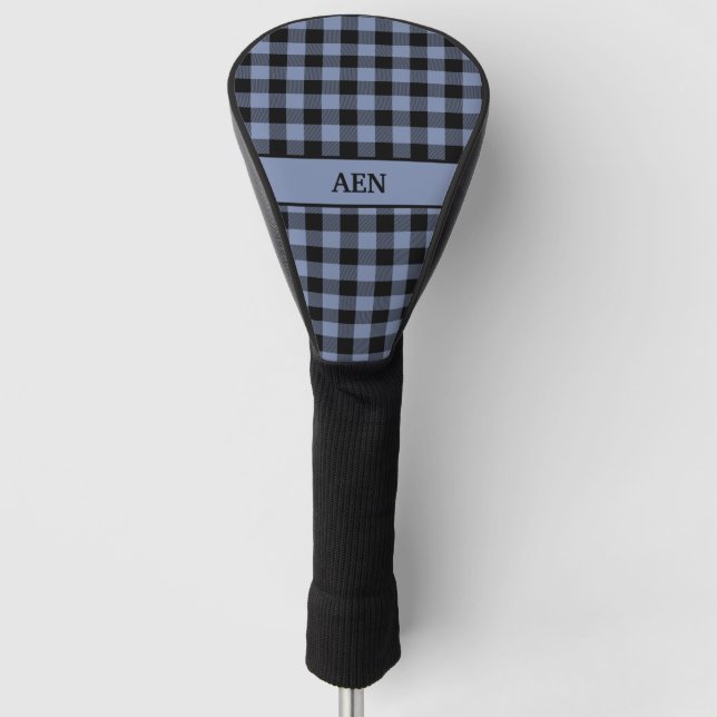 Couvre-club De Golf Plaid noir et bleu, Plaid de bison, bûcheron (Devant)