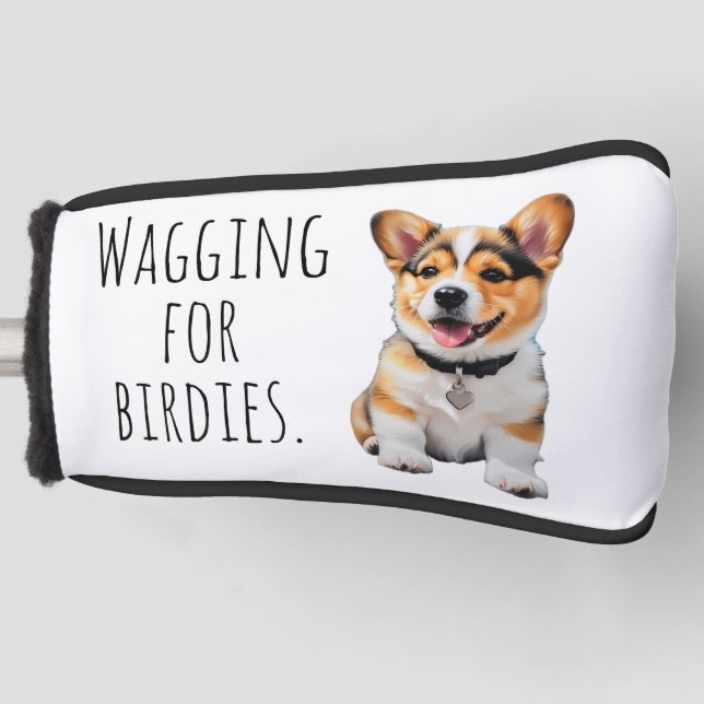 Couvre-club De Golf Playful Cheerful Corgi 'Wagging for Birdies' Fun  (Devant)