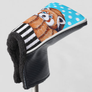 Couvre-club De Golf Point de polka bleu d'ours panda rouge