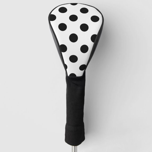 Couvre-club De Golf Point Polka noir et blanc (Devant)