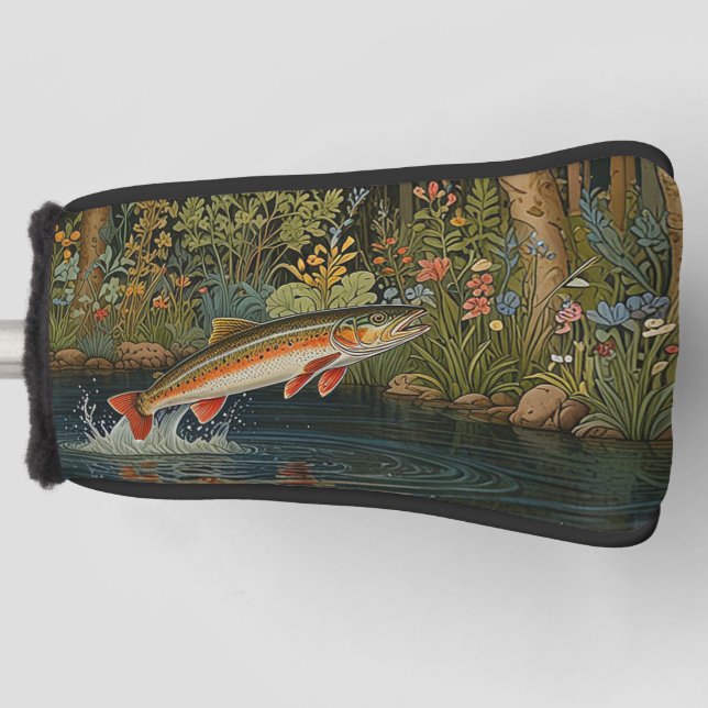 Couvre-club De Golf Poisson saumon de truite boho rustique (Devant)