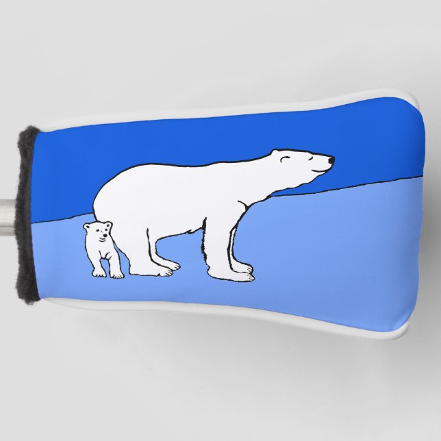 Couvre-club De Golf Polar Bear Mom and Cub Peinture - Wildlife Art (Devant)