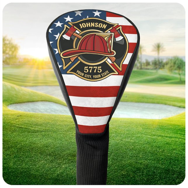 Couvre-club De Golf Pompier Secourt incendie Département USA Drapeau p (Créateur téléchargé)