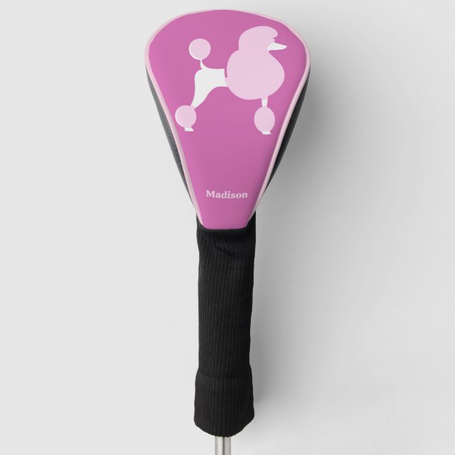Couvre-club De Golf Poodé rose de texte personnalisé (Devant)