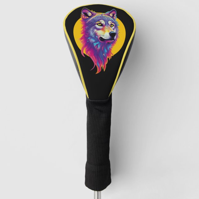 Couvre-club De Golf Portrait couleur Wolf (Devant)