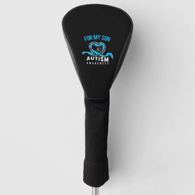 Couvre-club De Golf Pour ma Sensibilisation sur l'autisme Fils (Devant)