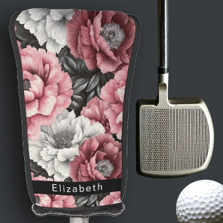 Couvre-club De Golf Pretty Pink and White Peony Personalized