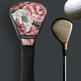 Couvre-club De Golf Pretty Pink and White Peony Personalized