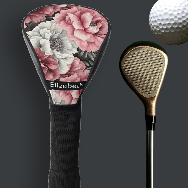 Couvre-club De Golf Pretty Pink and White Peony Personalized (Créateur téléchargé)