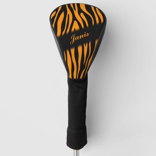Couvre-club De Golf Princeton Orange Zebra Impression personnalisée (Devant)