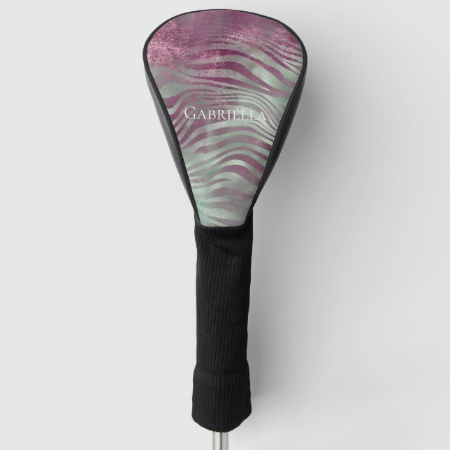 Couvre-club De Golf Purple Bourgogne Aqua Mint Zebra (Devant)