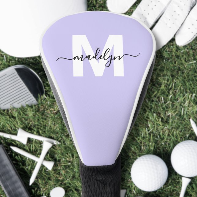 Couvre-club De Golf Purple Lavender Nom initial Monogramme (Purple Lavender Initial Name Monogram Golf Head Cover )