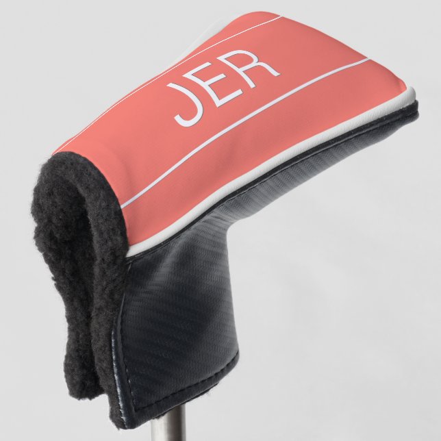 Couvre-club De Golf Putter en corail personnalisé avec monogramme init (Devant 3/4)