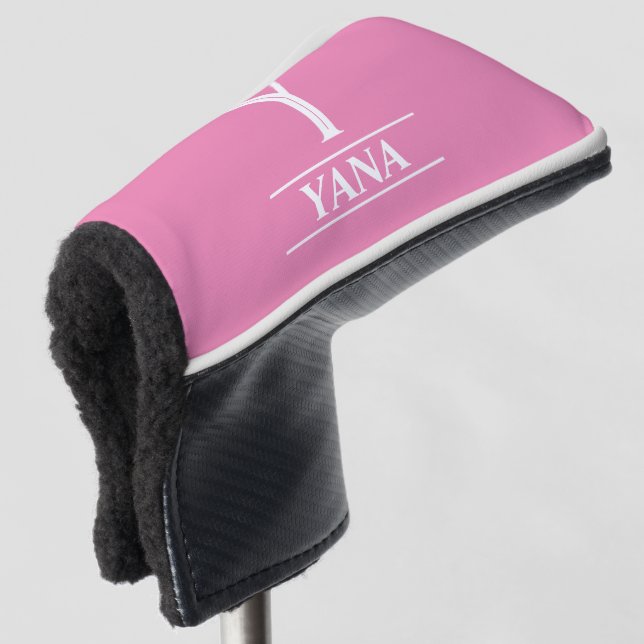 Couvre-club De Golf Putter Rose Monogramme Couvercle De Tête De Golf (Devant 3/4)