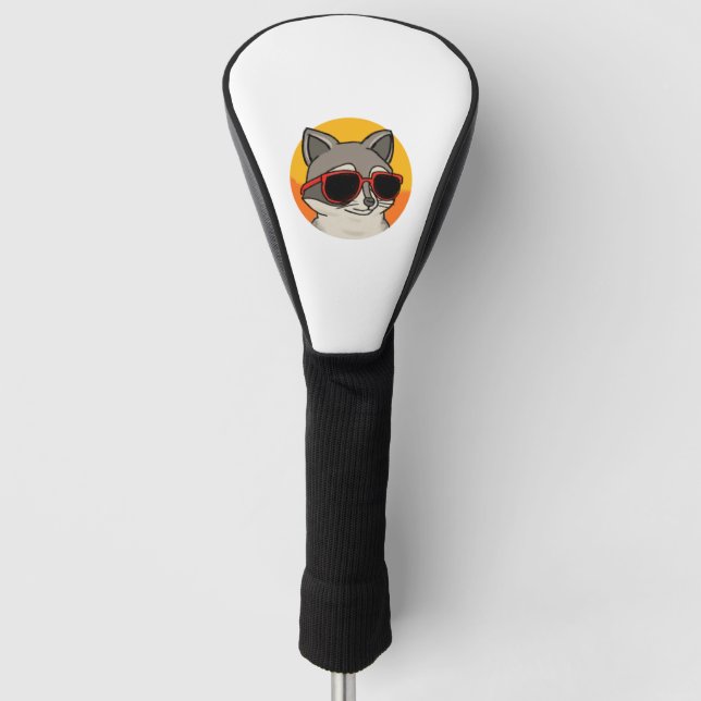 Couvre-club De Golf Raccoon cool avec lunettes de soleil (Devant)